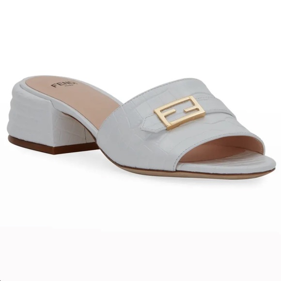 Fendi Croc Low Heel Sandals - Picture 1 of 7